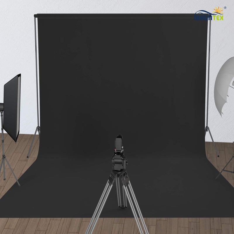ISSUNTEX 6X9 ft Background Muslin Backdrop, Photo Studio, Collapsible High Density Screen for Video Photography and Television-Black - Image 2